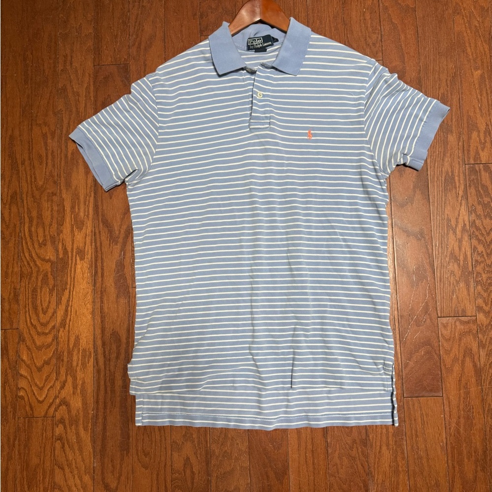 Polo by Ralph Lauren Light Blue and White Striped Shirt